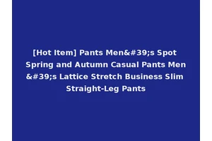 [Hot Item] Pants Men's Spot Spring and Autumn Casual Pants Men's Lattice Stretch Business Slim Straight-Leg Pants