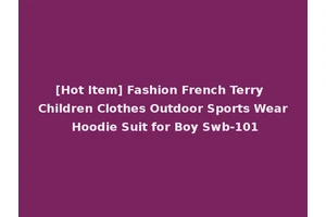 [Hot Item] Fashion French Terry Children Clothes Outdoor Sports Wear Hoodie Suit for Boy Swb-101