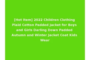 [Hot Item] 2022 Children Clothing Plaid Cotton Padded Jacket for Boys and Girls Darling Down Padded Autumn and Winter Jacket Coat Kids Wear