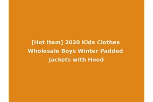 [Hot Item] 2020 Kids Clothes Wholesale Boys Winter Padded Jackets with Hood