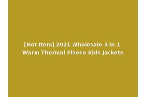 [Hot Item] 2021 Wholesale 3 in 1 Warm Thermal Fleece Kids Jackets