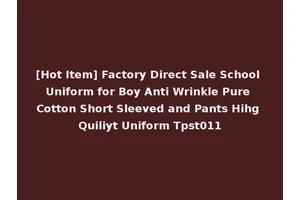 [Hot Item] Factory Direct Sale School Uniform for Boy Anti Wrinkle Pure Cotton Short Sleeved and Pants Hihg Quiliyt Uniform Tpst011
