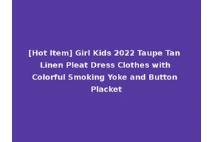 [Hot Item] Girl Kids 2022 Taupe Tan Linen Pleat Dress Clothes with Colorful Smoking Yoke and Button Placket