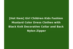 [Hot Item] Girl Children Kids Fashion Mustard Color Dress Clothes with Black Knit Decorative Collar and Back Nylon Zipper