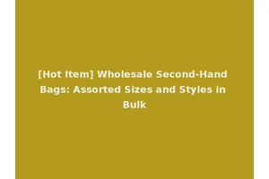 [Hot Item] Wholesale Second-Hand Bags: Assorted Sizes and Styles in Bulk