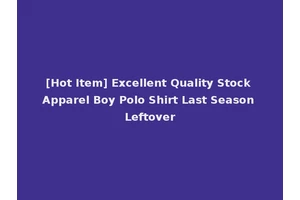 [Hot Item] Excellent Quality Stock Apparel Boy Polo Shirt Last Season Leftover