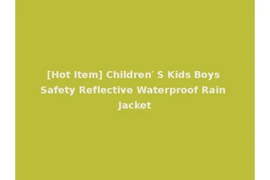 [Hot Item] Children′ S Kids Boys Safety Reflective Waterproof Rain Jacket