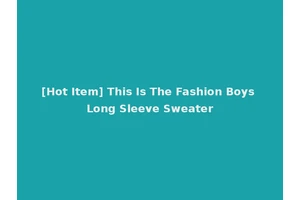 [Hot Item] This Is The Fashion Boys Long Sleeve Sweater