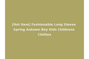 [Hot Item] Fashionable Long Sleeve Spring Autumn Boy Kids Childrens Clothes