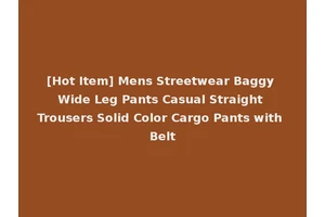 [Hot Item] Mens Streetwear Baggy Wide Leg Pants Casual Straight Trousers Solid Color Cargo Pants with Belt