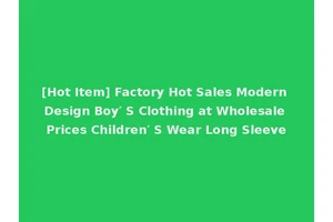 [Hot Item] Factory Hot Sales Modern Design Boy′ S Clothing at Wholesale Prices Children′ S Wear Long Sleeve