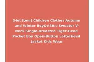 [Hot Item] Children Clothes Autumn and Winter Boy's Sweater V-Neck Single-Breasted Tiger-Head Pocket Boy Open-Button Letterhead Jacket Kids Wear