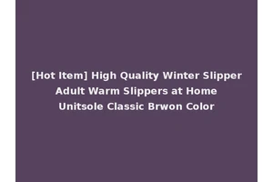 [Hot Item] High Quality Winter Slipper Adult Warm Slippers at Home Unitsole Classic Brwon Color
