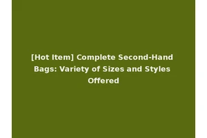 [Hot Item] Complete Second-Hand Bags: Variety of Sizes and Styles Offered