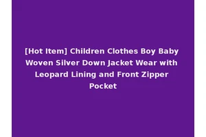 [Hot Item] Children Clothes Boy Baby Woven Silver Down Jacket Wear with Leopard Lining and Front Zipper Pocket