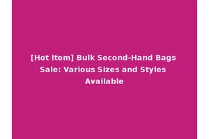 [Hot Item] Bulk Second-Hand Bags Sale: Various Sizes and Styles Available