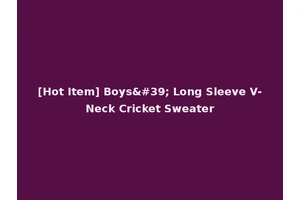[Hot Item] Boys' Long Sleeve V-Neck Cricket Sweater