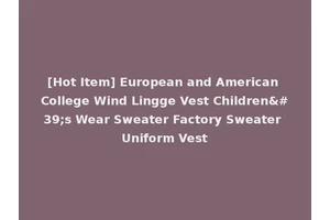 [Hot Item] European and American College Wind Lingge Vest Children's Wear Sweater Factory Sweater Uniform Vest