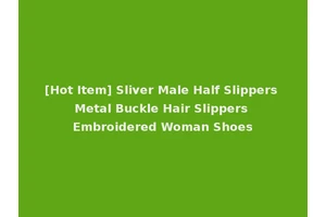 [Hot Item] Sliver Male Half Slippers Metal Buckle Hair Slippers Embroidered Woman Shoes