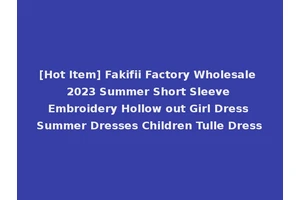 [Hot Item] Fakifii Factory Wholesale 2023 Summer Short Sleeve Embroidery Hollow out Girl Dress Summer Dresses Children Tulle Dress