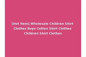 [Hot Item] Wholesale Children Shirt Clothes Boys Cotton Shirt Clothes Children Shirt Clothes