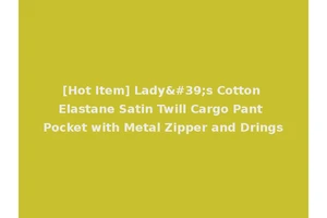 [Hot Item] Lady's Cotton Elastane Satin Twill Cargo Pant Pocket with Metal Zipper and Drings