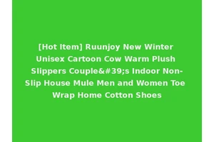 [Hot Item] Ruunjoy New Winter Unisex Cartoon Cow Warm Plush Slippers Couple's Indoor Non-Slip House Mule Men and Women Toe Wrap Home Cotton Shoes