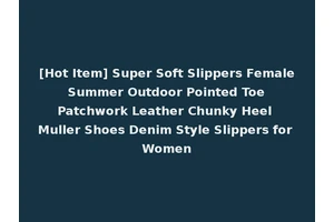 [Hot Item] Super Soft Slippers Female Summer Outdoor Pointed Toe Patchwork Leather Chunky Heel Muller Shoes Denim Style Slippers for Women