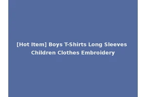 [Hot Item] Boys T-Shirts Long Sleeves Children Clothes Embroidery