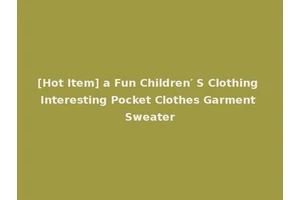 [Hot Item] a Fun Children′ S Clothing Interesting Pocket Clothes Garment Sweater