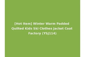 [Hot Item] Winter Warm Padded Quilted Kids Ski Clothes Jacket Coat Factory (YSJ114)