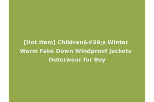 [Hot Item] Children's Winter Warm Fake Down Windproof Jackets Outerwear for Boy