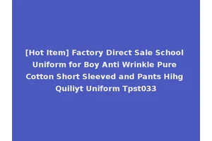 [Hot Item] Factory Direct Sale School Uniform for Boy Anti Wrinkle Pure Cotton Short Sleeved and Pants Hihg Quiliyt Uniform Tpst033