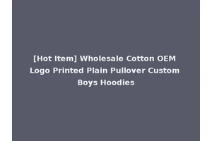 [Hot Item] Wholesale Cotton OEM Logo Printed Plain Pullover Custom Boys Hoodies