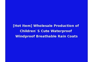 [Hot Item] Wholesale Production of Children′ S Cute Waterproof Windproof Breathable Rain Coats