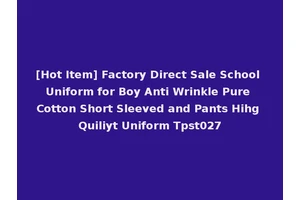 [Hot Item] Factory Direct Sale School Uniform for Boy Anti Wrinkle Pure Cotton Short Sleeved and Pants Hihg Quiliyt Uniform Tpst027