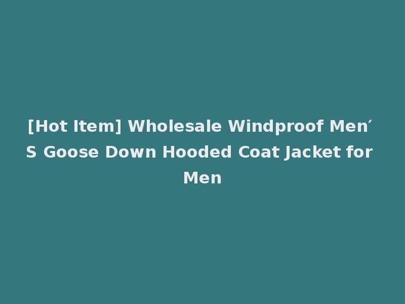 [Hot Item] Wholesale Windproof Men′ S Goose Down Hooded Coat Jacket for Men