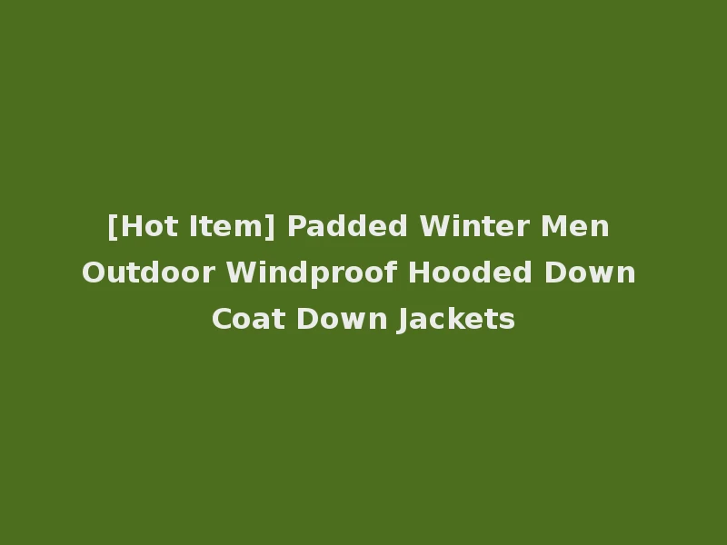 [Hot Item] Padded Winter Men Outdoor Windproof Hooded Down Coat Down Jackets