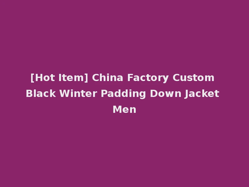 [Hot Item] China Factory Custom Black Winter Padding Down Jacket Men
