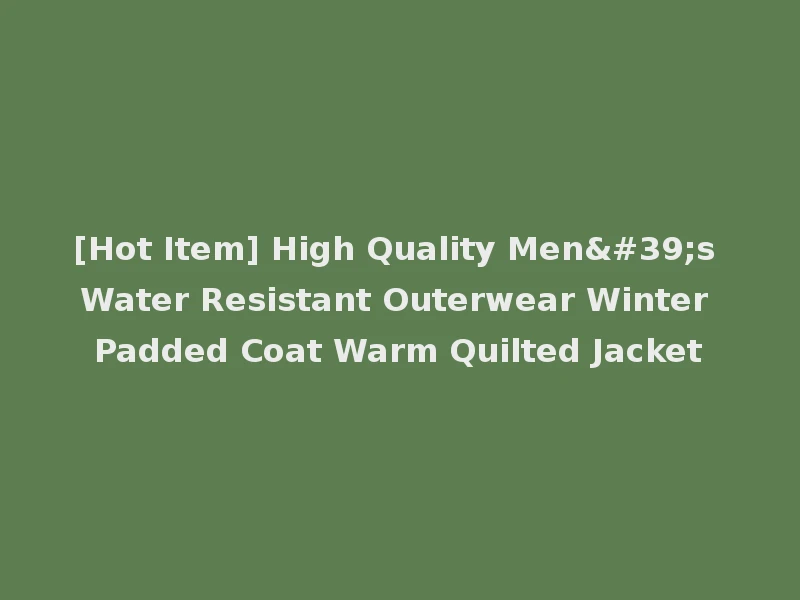 [Hot Item] High Quality Men's Water Resistant Outerwear Winter Padded Coat Warm Quilted Jacket