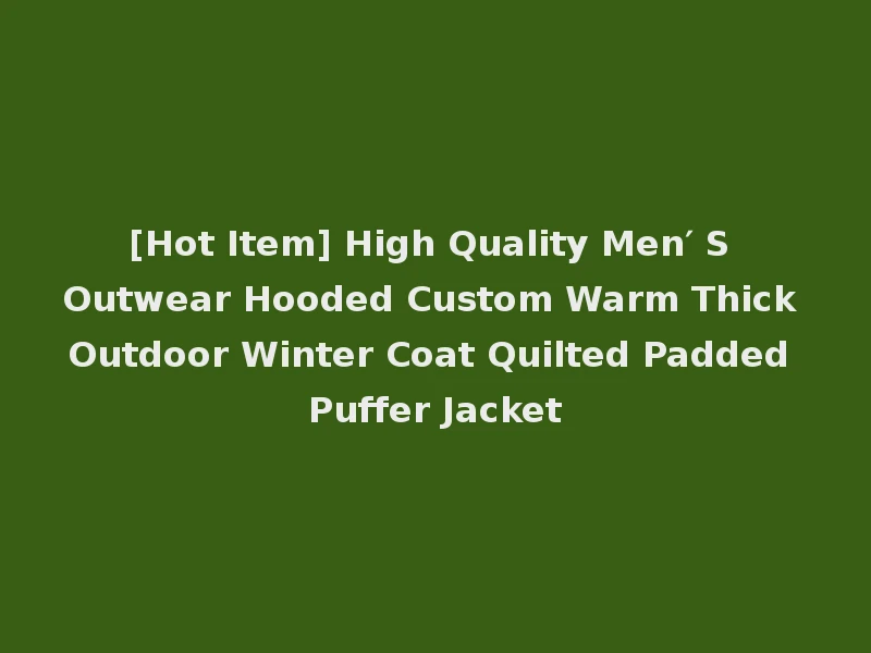 [Hot Item] High Quality Men′ S Outwear Hooded Custom Warm Thick Outdoor Winter Coat Quilted Padded Puffer Jacket