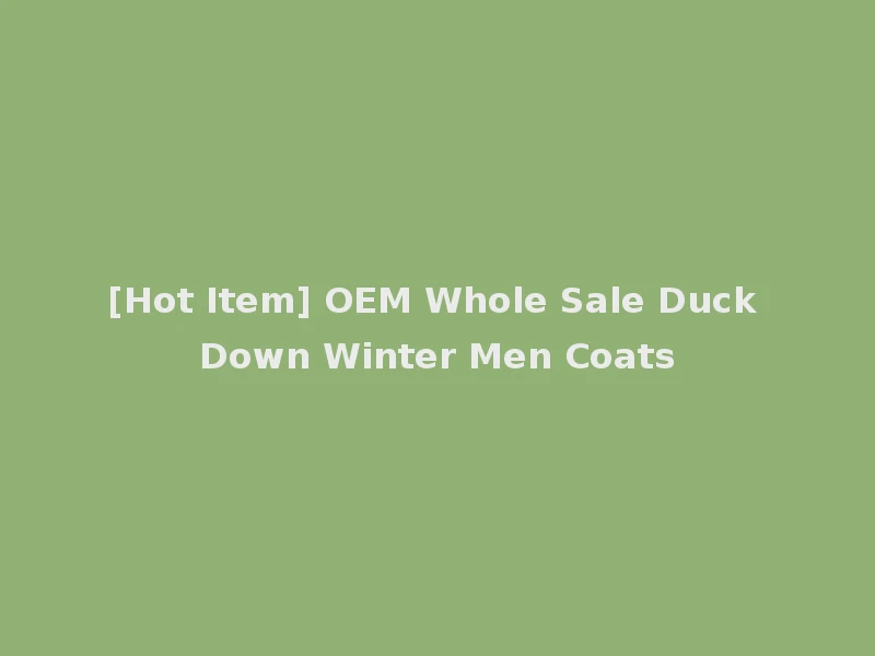 [Hot Item] OEM Whole Sale Duck Down Winter Men Coats