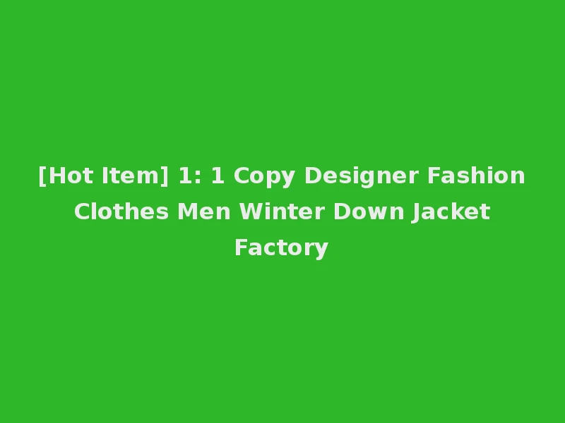 [Hot Item] 1: 1 Copy Designer Fashion Clothes Men Winter Down Jacket Factory