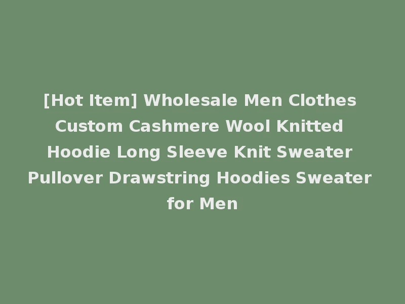 [Hot Item] Wholesale Men Clothes Custom Cashmere Wool Knitted Hoodie Long Sleeve Knit Sweater Pullover Drawstring Hoodies Sweater for Men