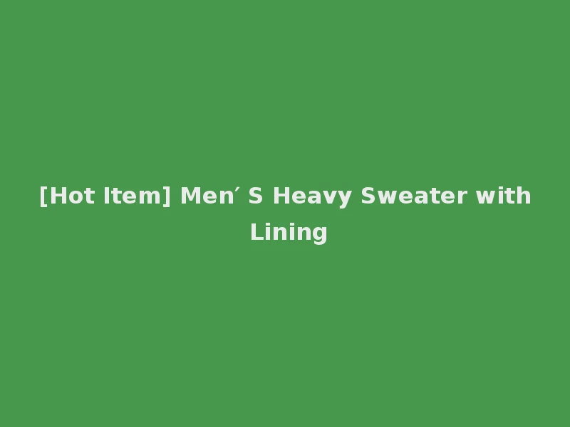 [Hot Item] Men′ S Heavy Sweater with Lining