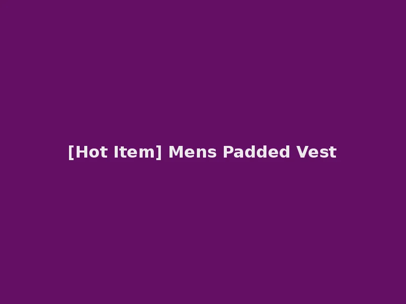 [Hot Item] Mens Padded Vest
