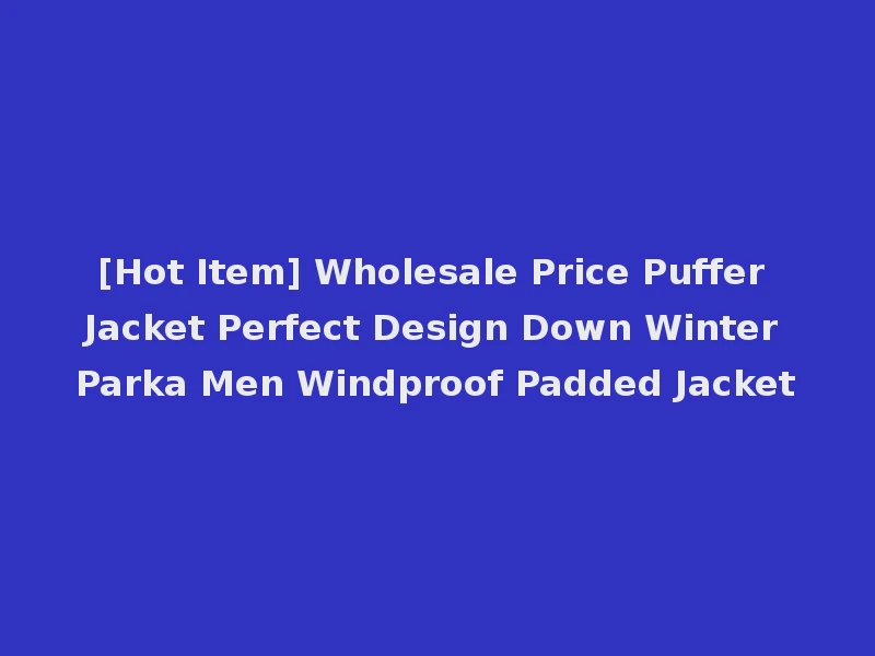 [Hot Item] Wholesale Price Puffer Jacket Perfect Design Down Winter Parka Men Windproof Padded Jacket