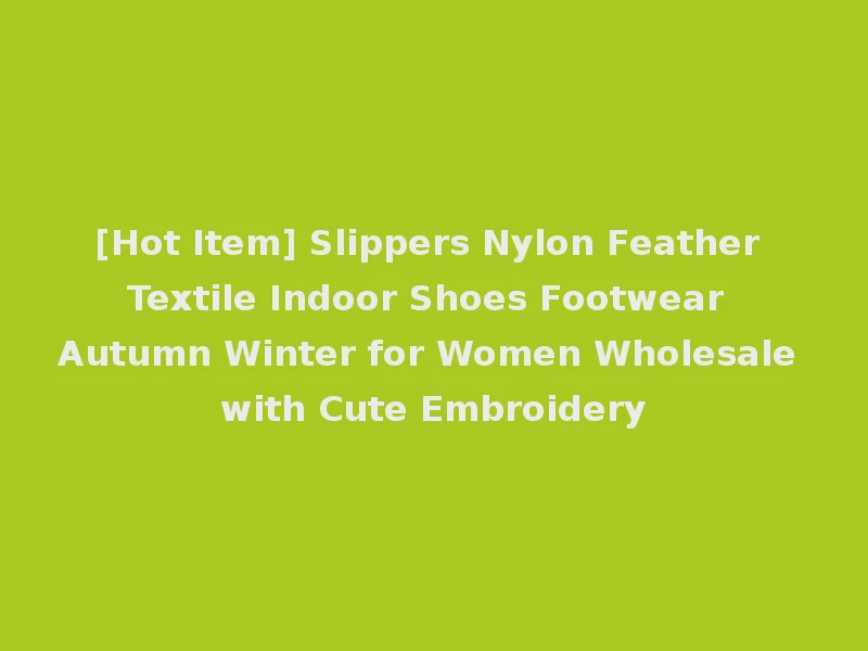 [Hot Item] Slippers Nylon Feather Textile Indoor Shoes Footwear Autumn Winter for Women Wholesale with Cute Embroidery