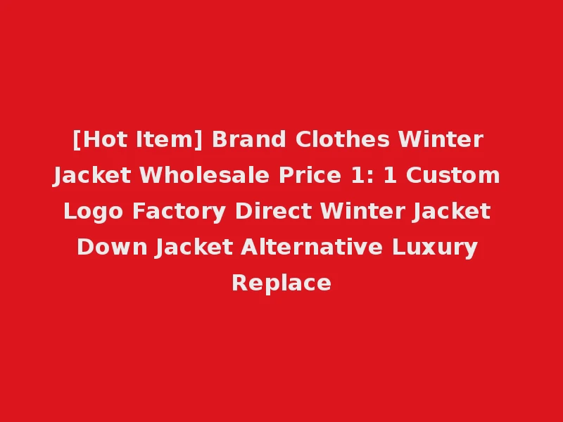 [Hot Item] Brand Clothes Winter Jacket Wholesale Price 1: 1 Custom Logo Factory Direct Winter Jacket Down Jacket Alternative Luxury Replace