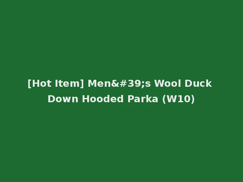 [Hot Item] Men's Wool Duck Down Hooded Parka (W10)